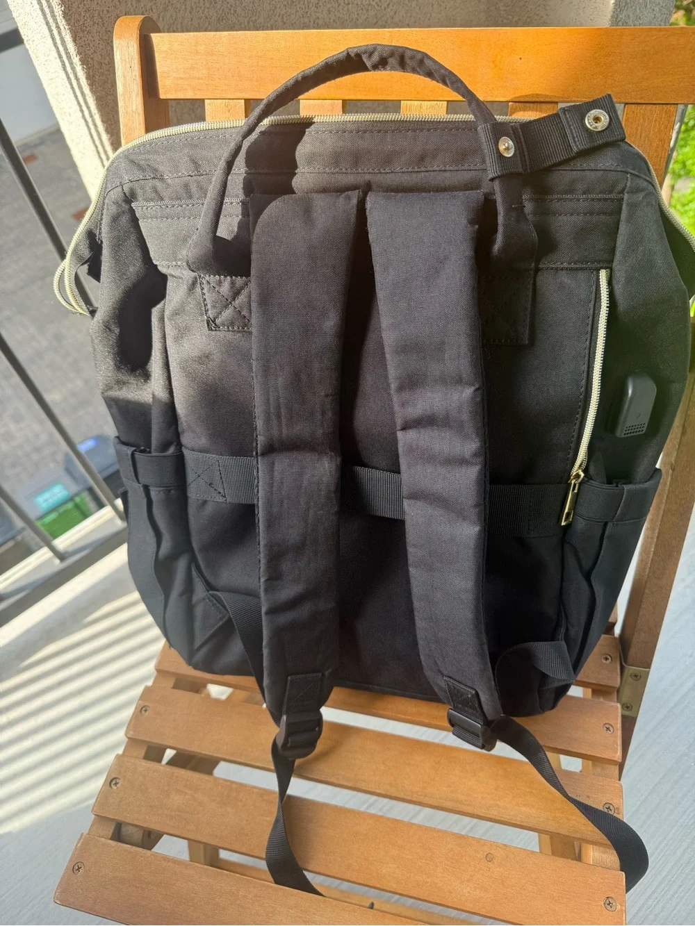 Black Backpack with handles and charger port